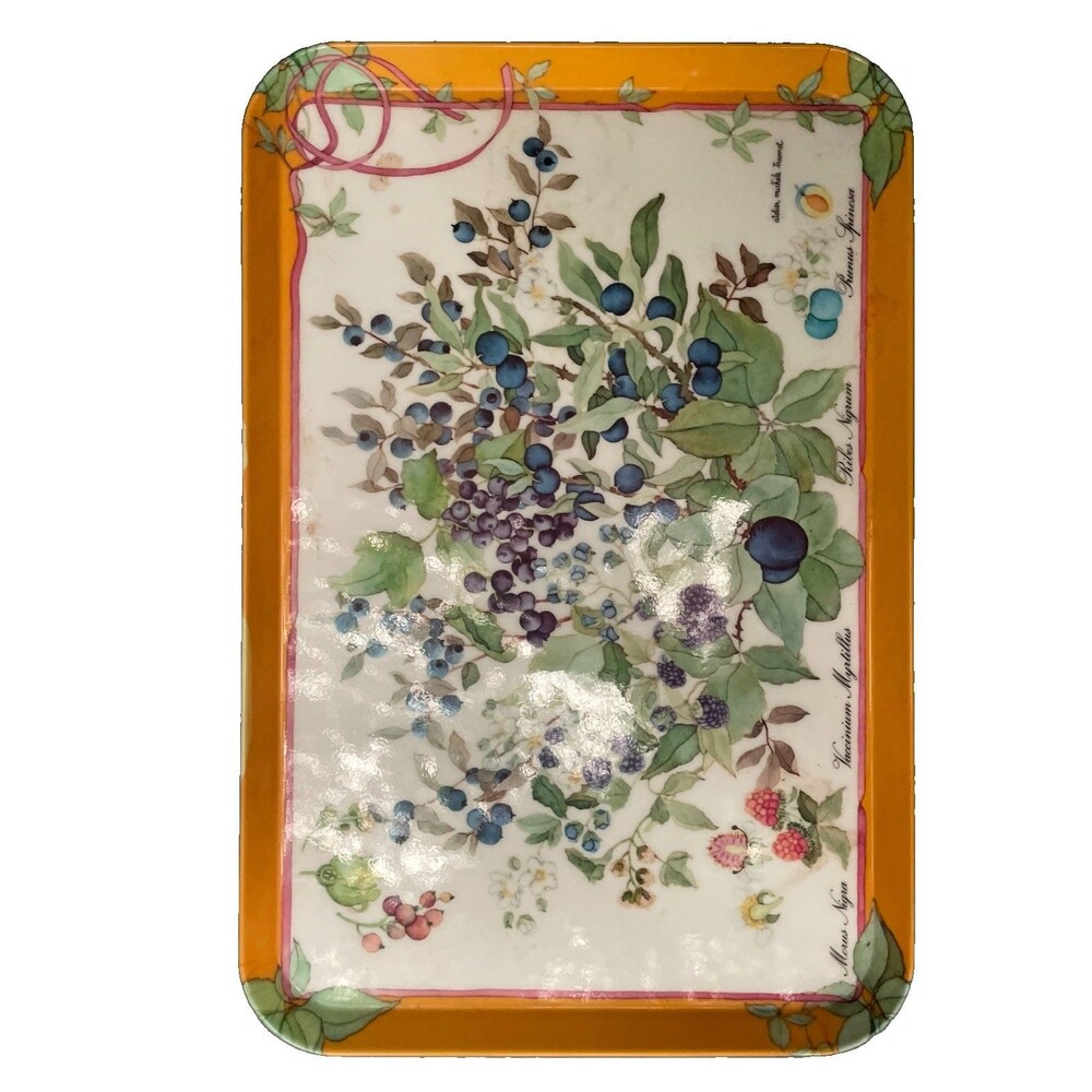 Atelier Michele Trumel Botanical Berry Melamine 17.5" x 11.5" Tray ITALY